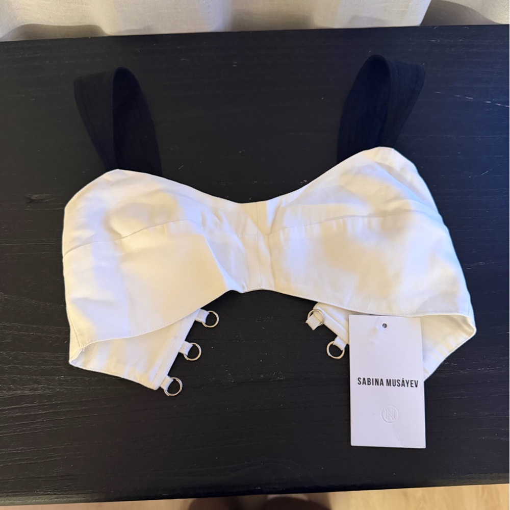 Sabina Musayev Briony Crop Top in White & Black Size XS